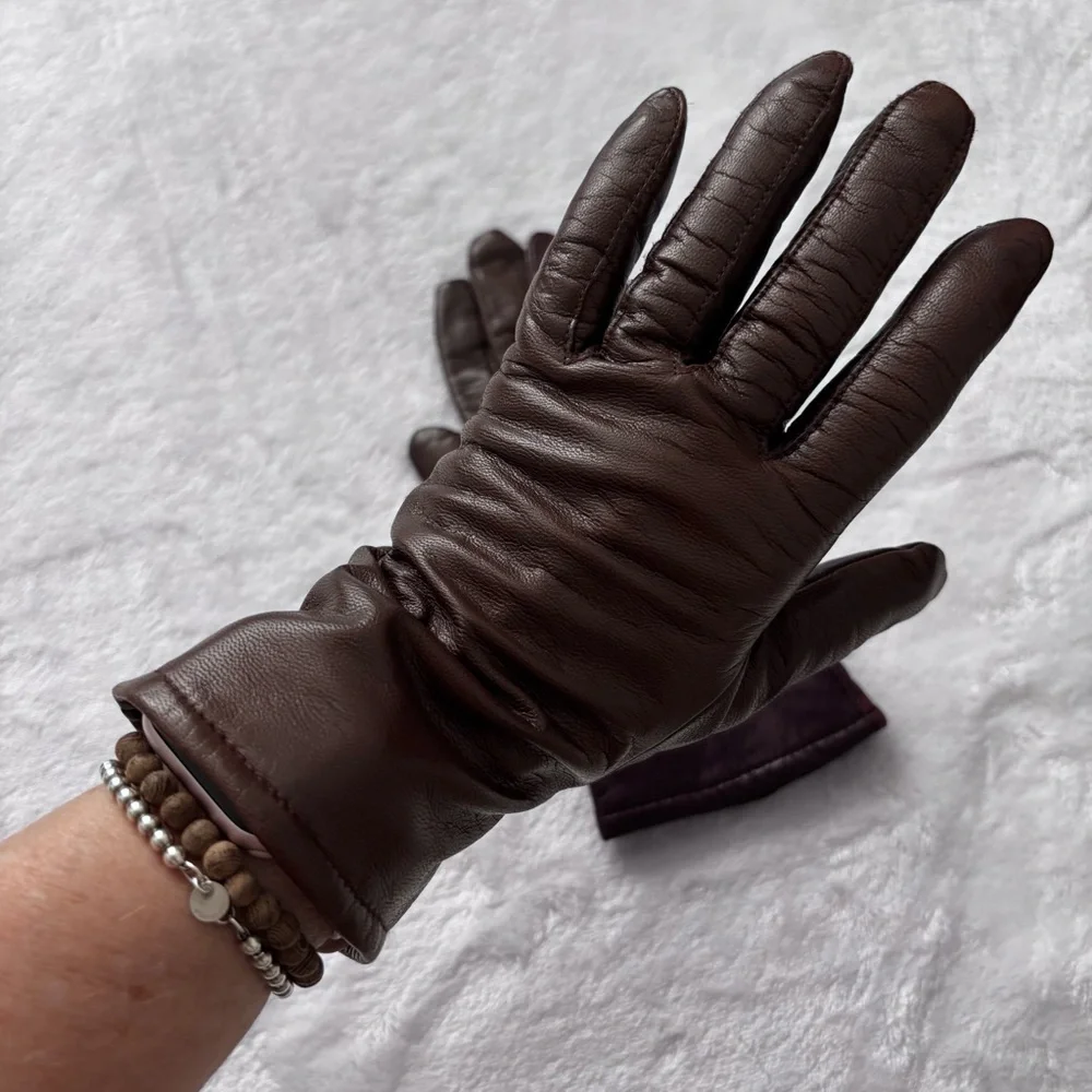 FOWNES Vintage Thinsulate Brown Leather Gloves--6.5